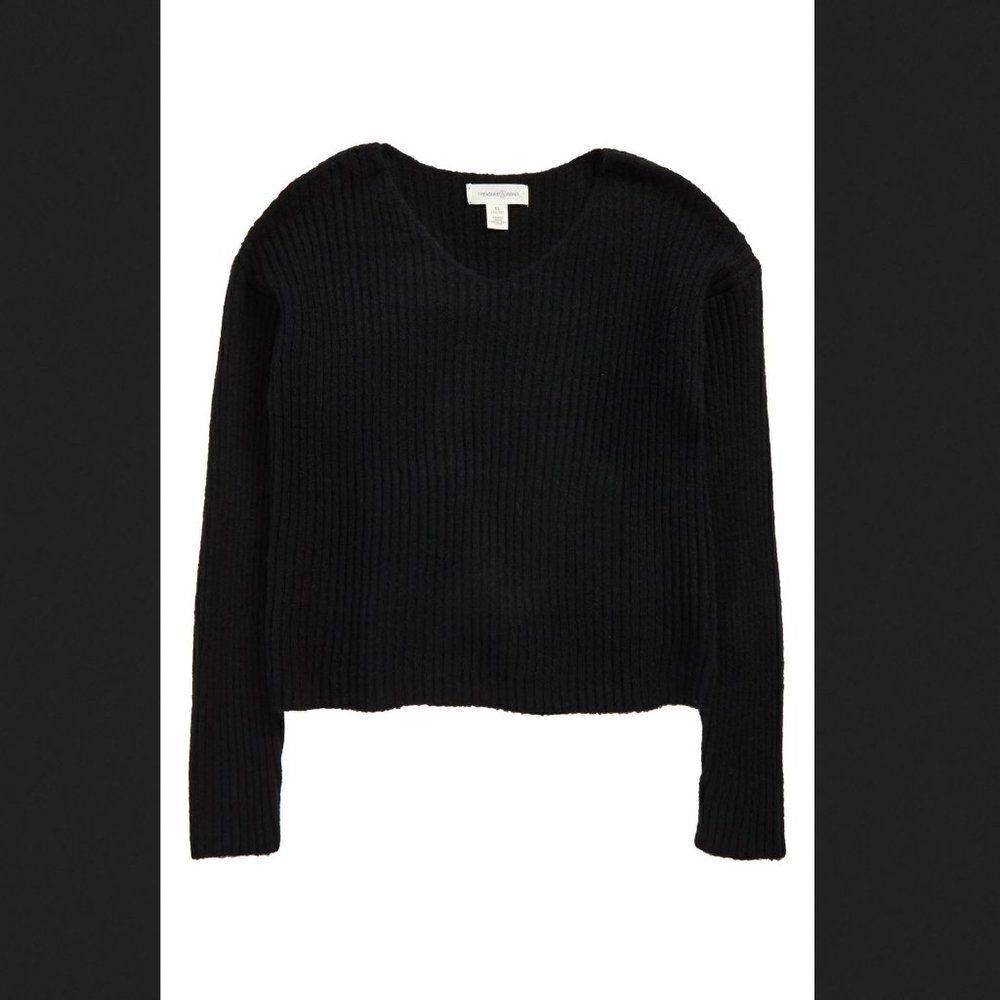 Girl's Black Treasure & Bond Boxy Rib Sweater Size Small